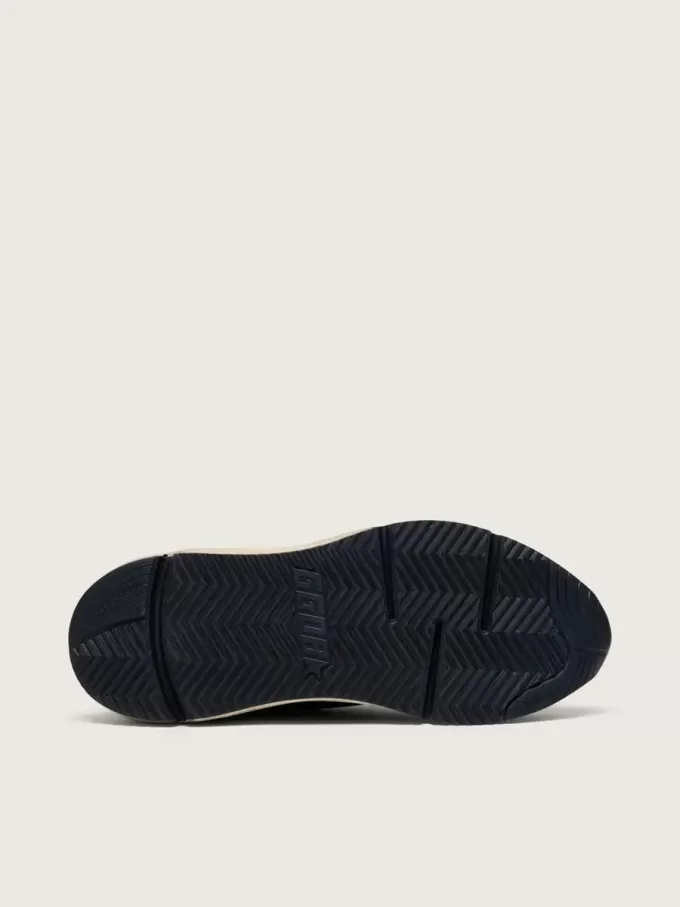 Zapatillas Running Sole para mujer en piel napa negra y nailon con estrella de piel plateada Zapatillas Running Sole para mujer en piel napa negra y nailon con estrella de piel plateada
