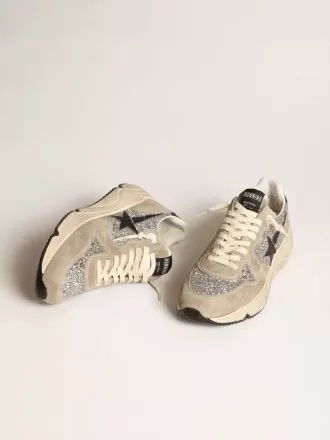 Zapatillas Running Sole para mujer en plata brillante y ante gris paloma
