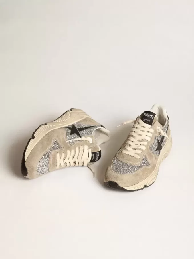 Zapatillas Running Sole para mujer en plata brillante y ante gris paloma Zapatillas Running Sole para mujer en plata brillante y ante gris paloma
