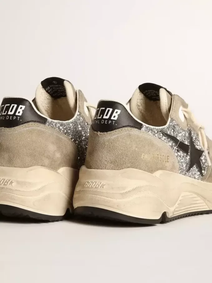 Zapatillas Running Sole para mujer en plata brillante y ante gris paloma Zapatillas Running Sole para mujer en plata brillante y ante gris paloma