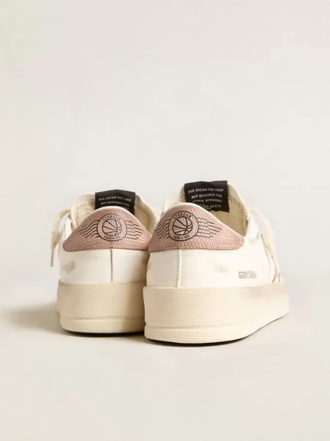 Zapatillas Stardan con estrella y lengüeta del talón de piel rosa texturizada Zapatillas Stardan con estrella y lengüeta del talón de piel rosa texturizada