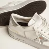 Zapatillas Stardan con estrella y lengüeta en el talón de cuero metalizado plateado Zapatillas Stardan con estrella y lengüeta en el talón de cuero metalizado plateado