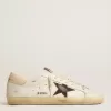 Zapatillas Super-Star para hombre con estrella de ante marrón y lengüeta rosa en el talón Zapatillas Super-Star para hombre con estrella de ante marrón y lengüeta rosa en el talón