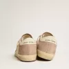 Zapatillas Super-Star para mujer en ante rosa con estrella de cuero metalizado plateado Zapatillas Super-Star para mujer en ante rosa con estrella de cuero metalizado plateado