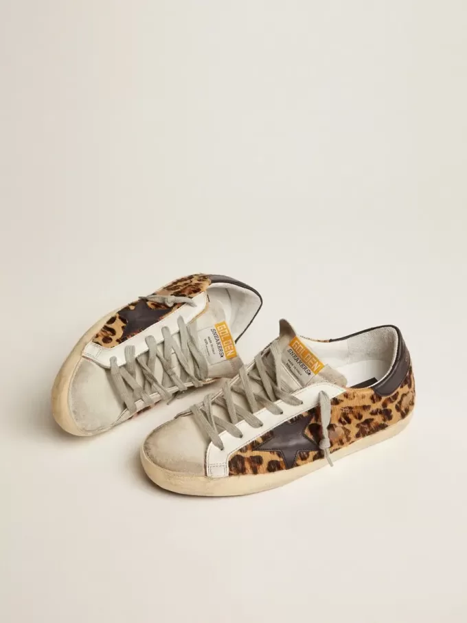 Zapatillas Super-Star para mujer en piel con estampado de leopardo Zapatillas Super-Star para mujer en piel con estampado de leopardo