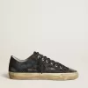 Zapatillas V-Star en denim azul medianoche con estrella y puntera de cuero negro Zapatillas V-Star en denim azul medianoche con estrella y puntera de cuero negro