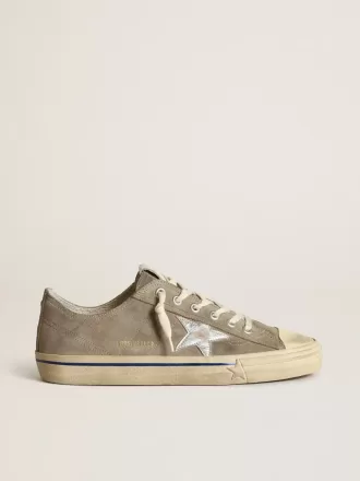 Zapatillas V-Star para hombre en ante gris paloma con estrella de piel metalizada plateada