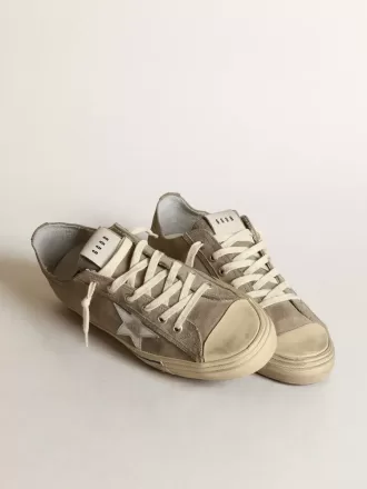 Zapatillas V-Star para hombre en ante gris paloma con estrella de piel metalizada plateada