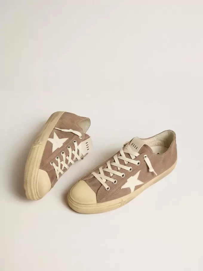 Zapatillas V-Star para hombre en ante gris paloma con estrella de piel napa blanca Zapatillas V-Star para hombre en ante gris paloma con estrella de piel napa blanca