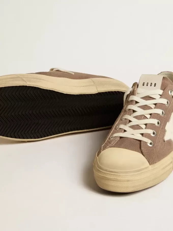 Zapatillas V-Star para hombre en ante gris paloma con estrella de piel napa blanca Zapatillas V-Star para hombre en ante gris paloma con estrella de piel napa blanca