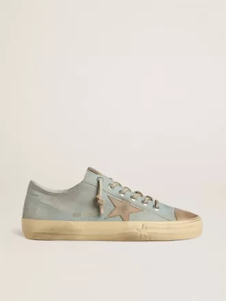 Zapatillas V-Star para hombre en lona azul claro con estrella de piel gris paloma Zapatillas V-Star para hombre en lona azul claro con estrella de piel gris paloma