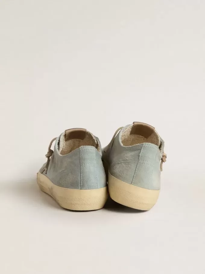 Zapatillas V-Star para hombre en lona azul claro con estrella de piel gris paloma Zapatillas V-Star para hombre en lona azul claro con estrella de piel gris paloma