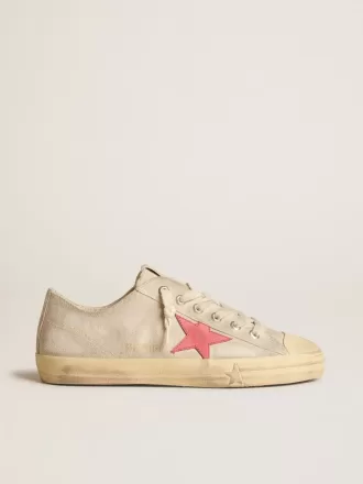 Zapatillas V-Star para hombre en lona gris claro con estrella de cuero rojo Zapatillas V-Star para hombre en lona gris claro con estrella de cuero rojo