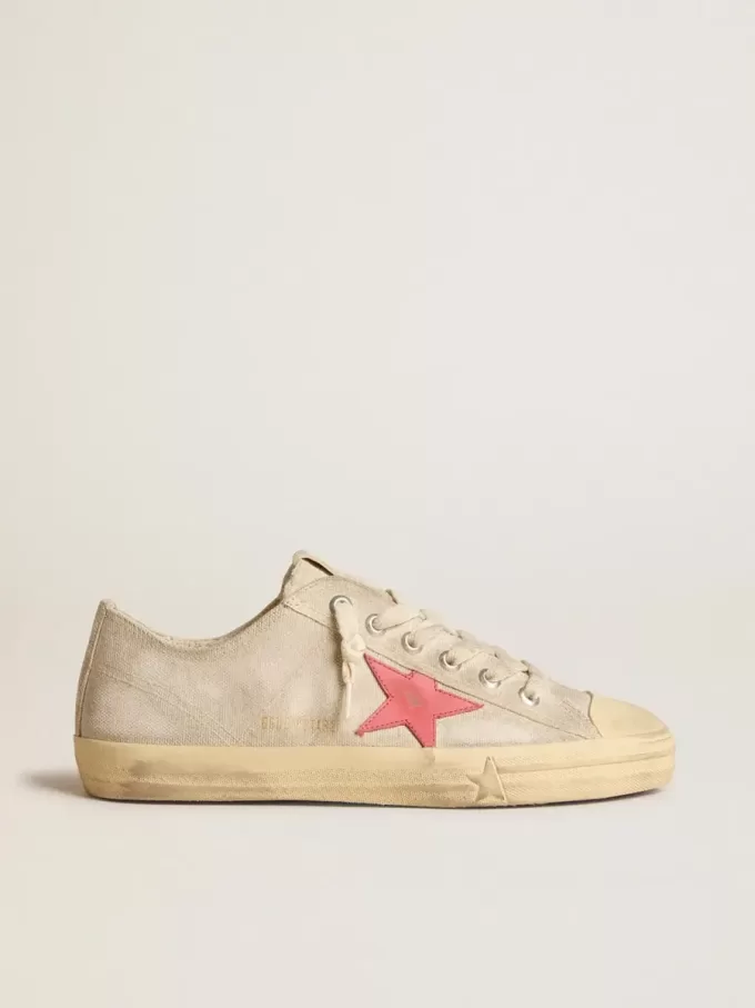 Zapatillas V-Star para hombre en lona gris claro con estrella de cuero rojo