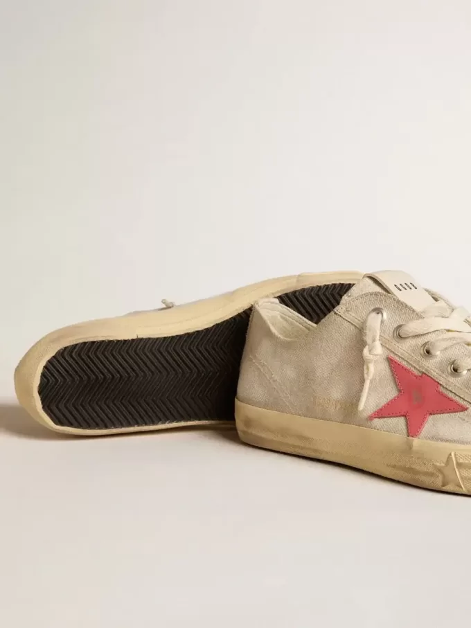 Zapatillas V-Star para hombre en lona gris claro con estrella de cuero rojo