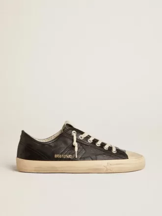 Zapatillas V-Star para hombre en piel napa negra con estrella de piel negra Zapatillas V-Star para hombre en piel napa negra con estrella de piel negra
