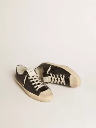 Zapatillas V-Star para hombre en piel napa negra con estrella de piel negra Zapatillas V-Star para hombre en piel napa negra con estrella de piel negra