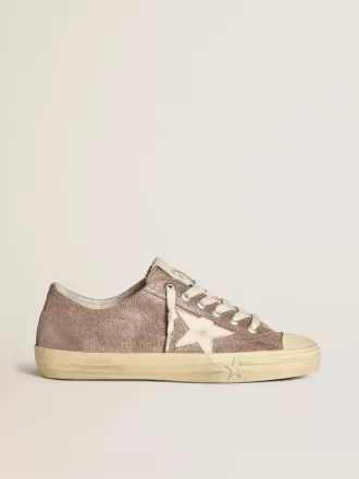 Zapatillas V-Star para mujer en ante metalizado marrón claro con estrella de cuero color crema Zapatillas V-Star para mujer en ante metalizado marrón claro con estrella de cuero color crema