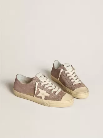 Zapatillas V-Star para mujer en ante metalizado marrón claro con estrella de cuero color crema Zapatillas V-Star para mujer en ante metalizado marrón claro con estrella de cuero color crema