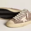Zapatillas V-Star para mujer en ante metalizado marrón claro con estrella de cuero color crema Zapatillas V-Star para mujer en ante metalizado marrón claro con estrella de cuero color crema