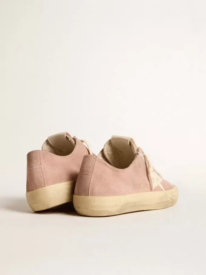 Zapatillas V-Star para mujer en ante rosa con estrella de piel color crema Zapatillas V-Star para mujer en ante rosa con estrella de piel color crema