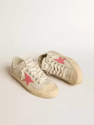 Zapatillas V-Star para mujer en lona gris claro con estrella de cuero rojo