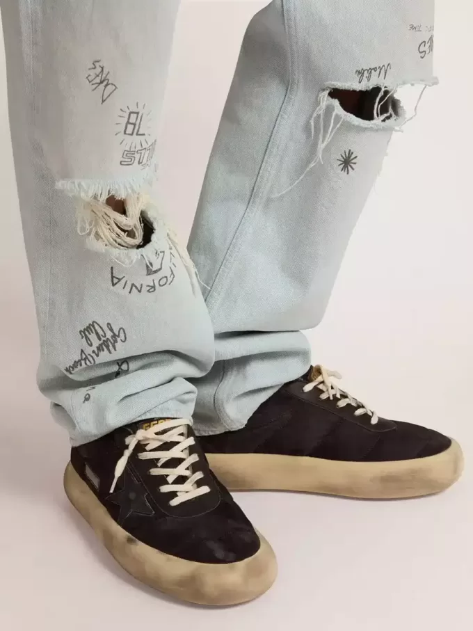 Zapatos Space-Star para hombre en nailon acolchado negro con forro de borreguillo Zapatos Space-Star para hombre en nailon acolchado negro con forro de borreguillo
