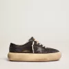 Zapatos Space-Star para mujer en nailon acolchado negro con forro de piel de oveja.