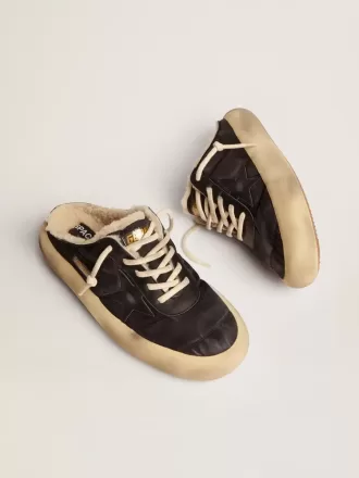 Zapatos Space-Star Sabot para hombre en nailon acolchado negro con forro de borreguillo